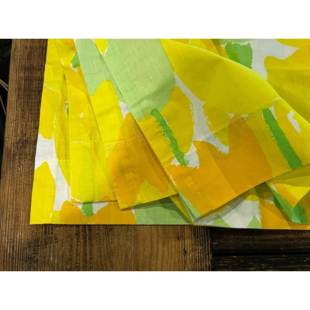 Vera Neumann Vintage Custom Curtain Panels 4 pc Yellow Orange‎ Tulip Floral